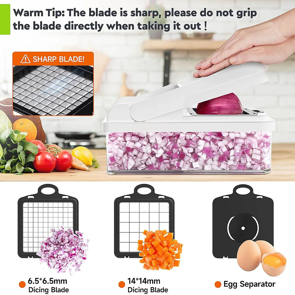 15-in-1 Vegetable Chopper with Container - 7 Blades