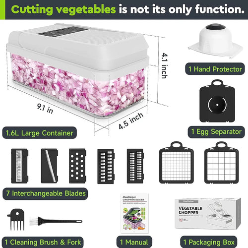 15-in-1 Vegetable Chopper with Container - 7 Blades
