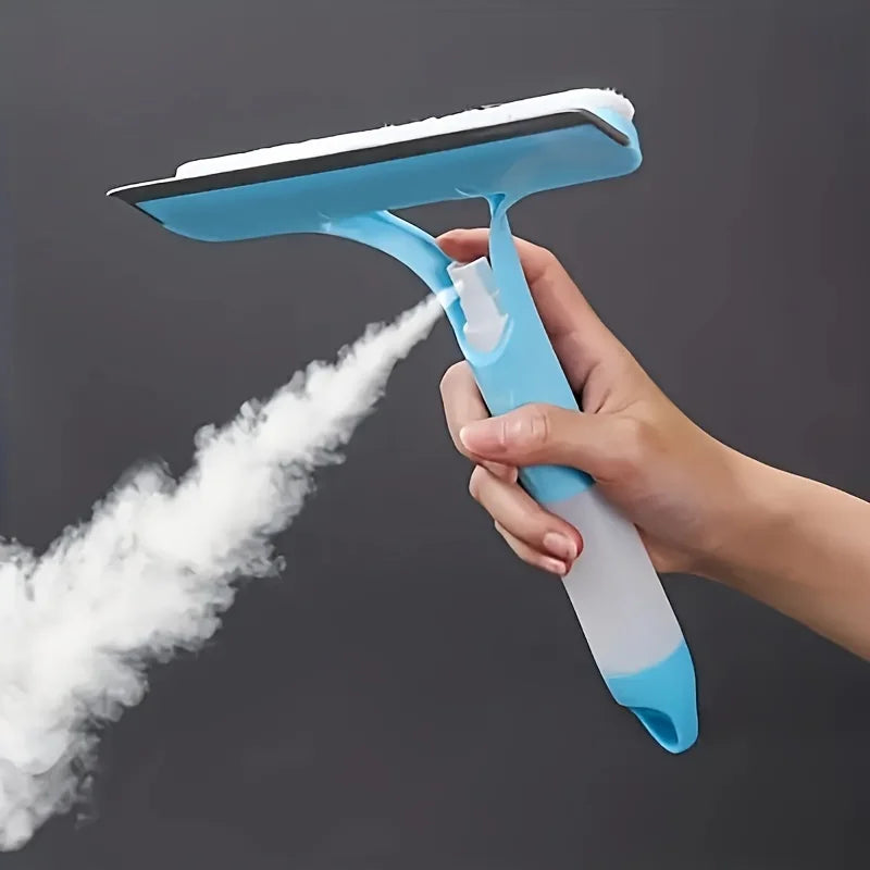 3-in-1 Window Cleaning Squeegee with Spray Bottle - Glass & Mirror Wiper