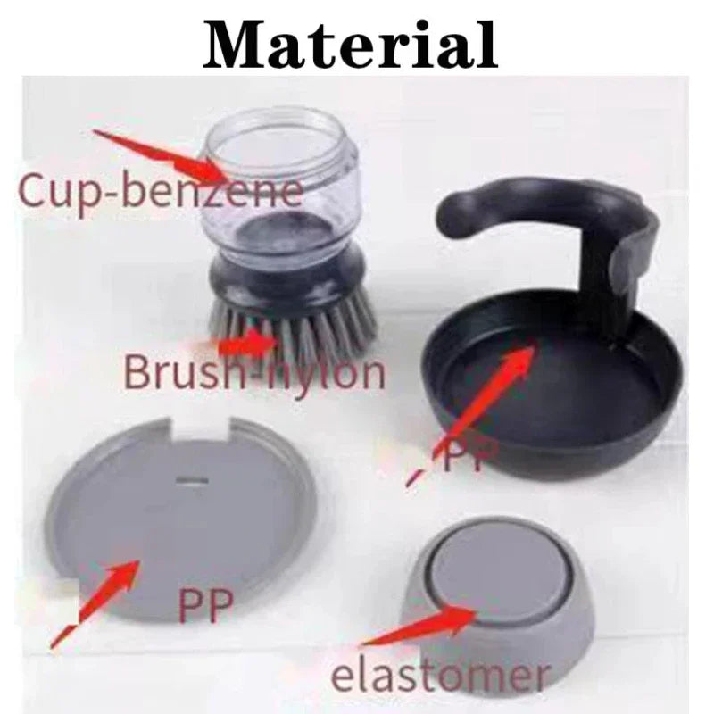Soap Dispensing Dish Brush - Press-Type Kitchen Pot Scrubber