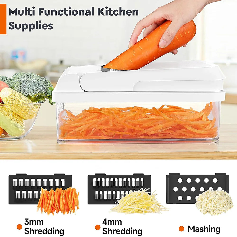 15-in-1 Vegetable Chopper with Container - 7 Blades