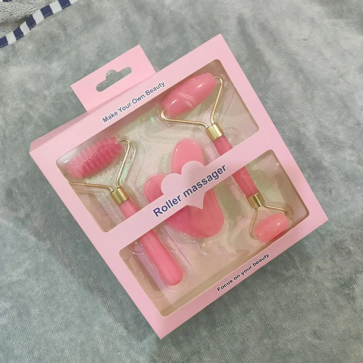 Facial Massage Roller & Gua Sha Set - Self-Care Beauty Tools