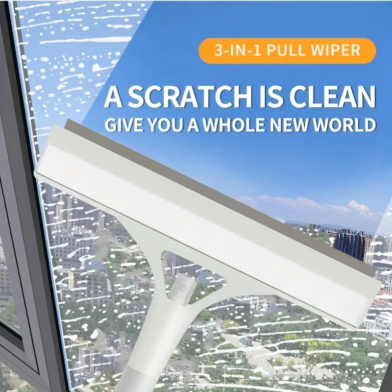 3-in-1 Window Cleaning Squeegee with Spray Bottle - Glass & Mirror Wiper