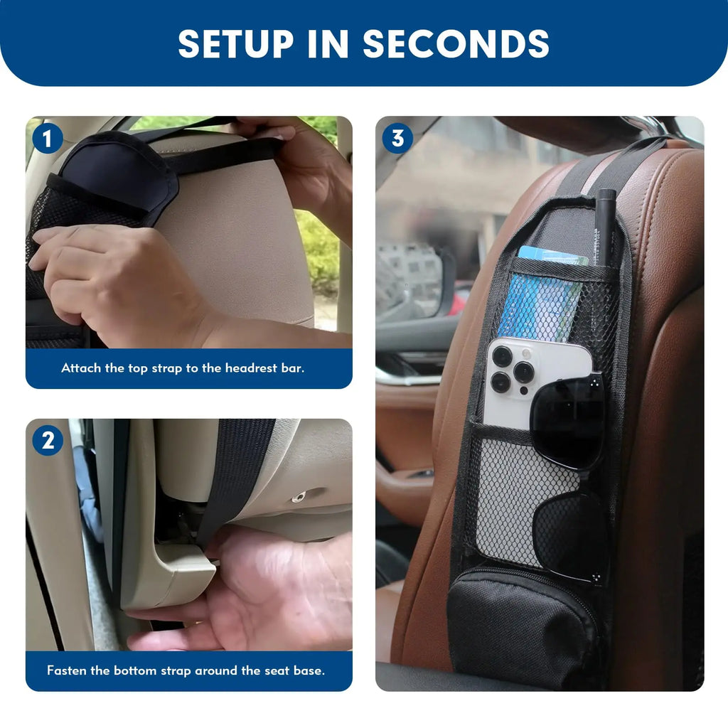 Car Seat Side Storage Organiser with Water Bottle Holder
