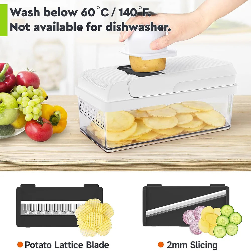 15-in-1 Vegetable Chopper with Container - 7 Blades