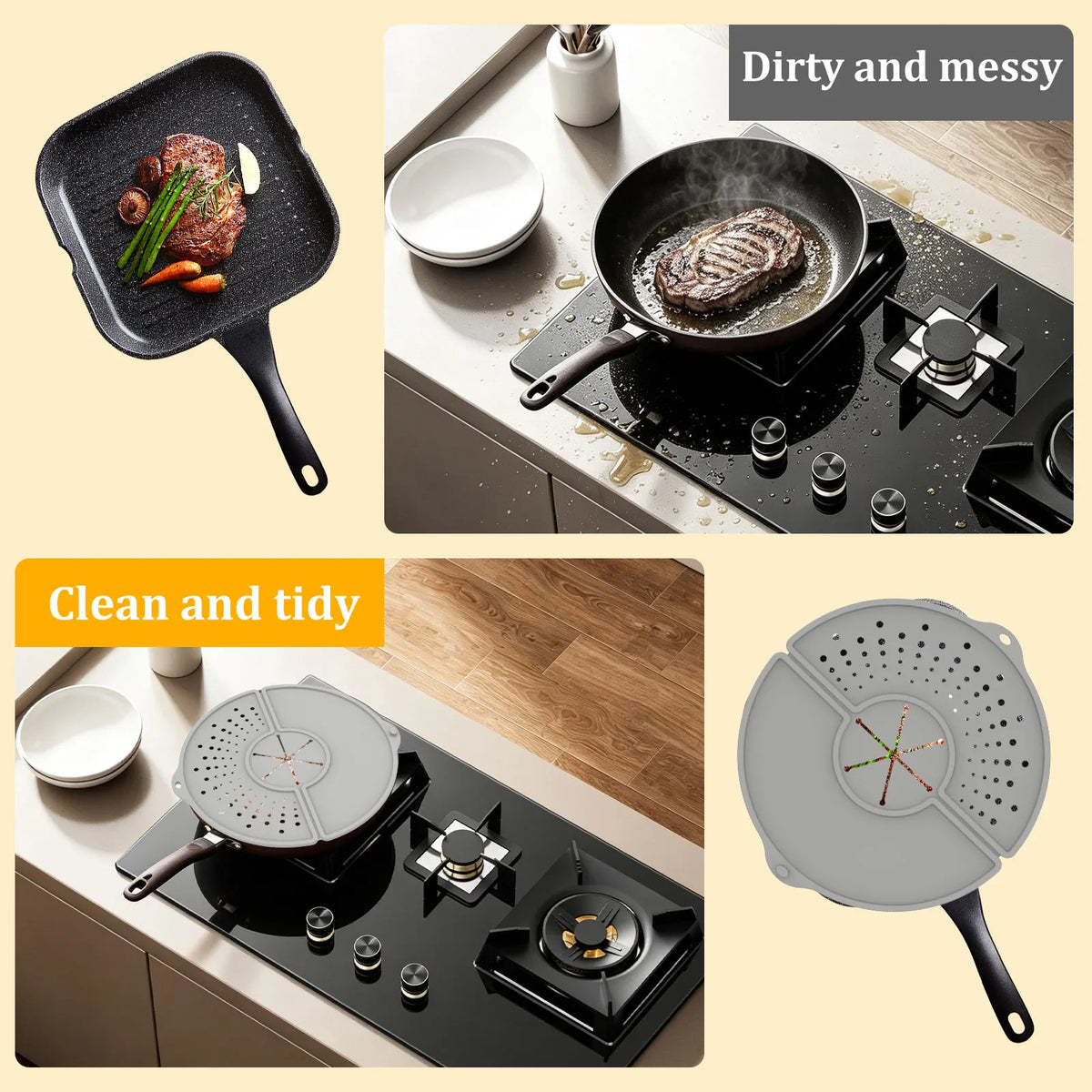Silicone Splatter Screen - Heat Resistant Oil Splash Guard