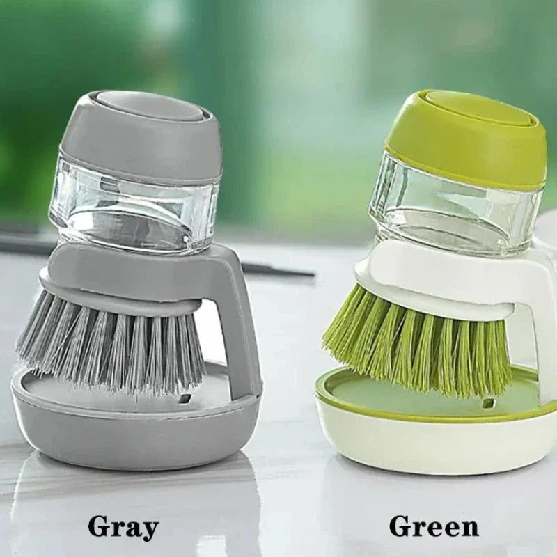 Soap Dispensing Dish Brush - Press-Type Kitchen Pot Scrubber