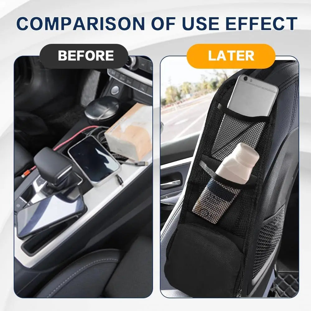 Car Seat Side Storage Organiser with Water Bottle Holder