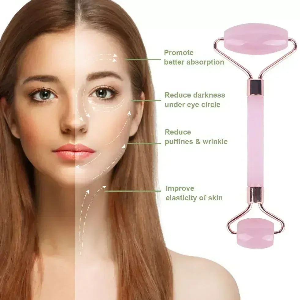 Facial Massage Roller & Gua Sha Set - Self-Care Beauty Tools
