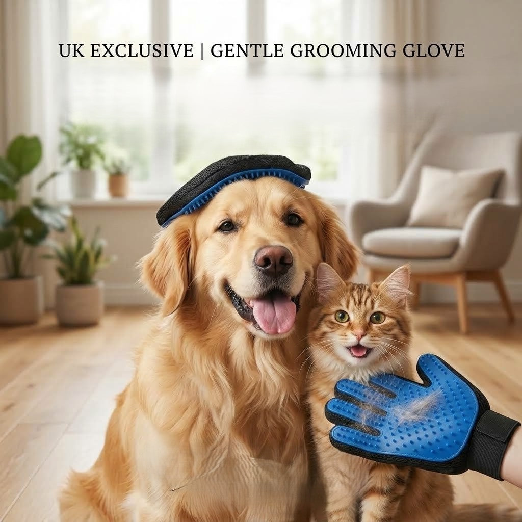 Pet Grooming Gloves - Deshedding & Massage Brush for Cats & Dogs