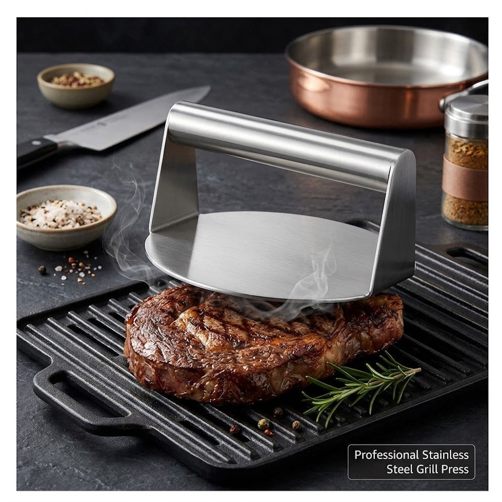 Stainless Steel Smash Burger Press - Perfect Patties Maker